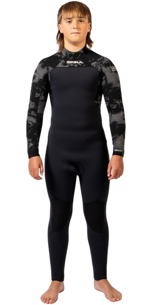2026 Gul Junior Yulex Flexor 5/4/3mm Back Zip Wetsuit FX1230-BKSM - Black / Smoke